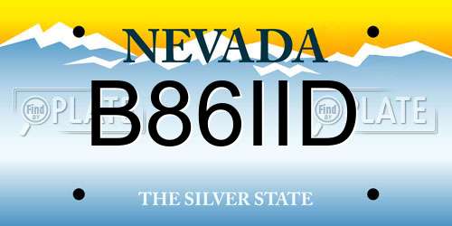 B86IID Nevada License Plate