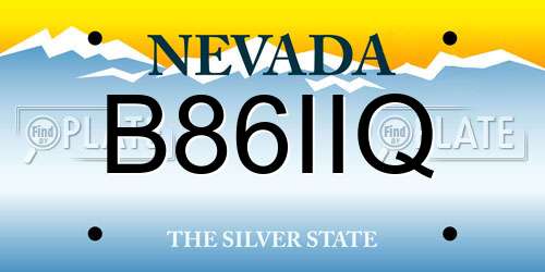 B86IIQ Nevada License Plate