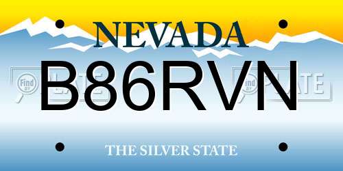 B86RVN Nevada License Plate