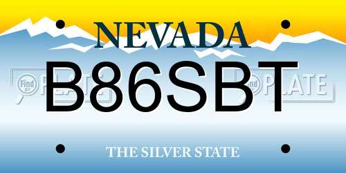 B86SBT Nevada License Plate