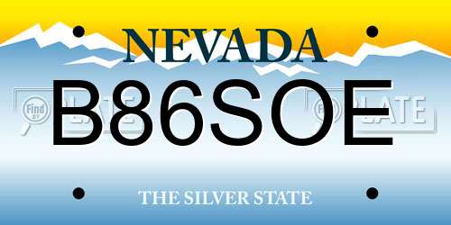 B86SOE Nevada License Plate