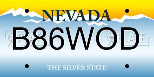 B86WOD Nevada License Plate