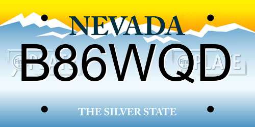 B86WQD Nevada License Plate