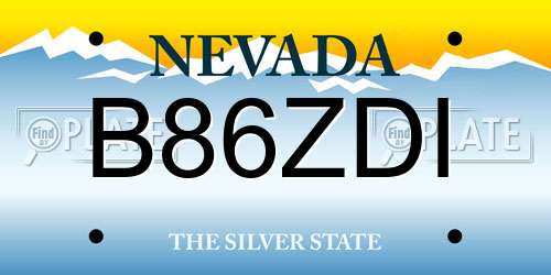 B86ZDI Nevada License Plate
