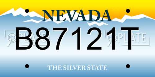 B87121T Nevada License Plate
