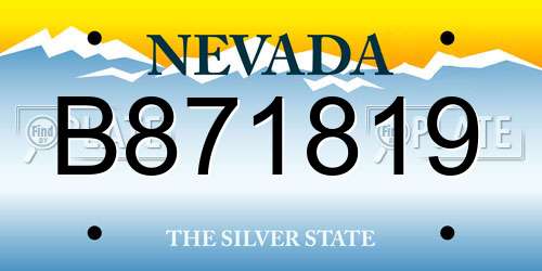 B871819 Nevada License Plate