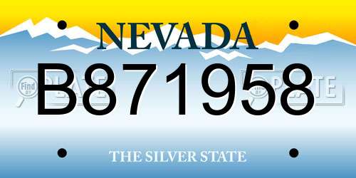 B871958 Nevada License Plate