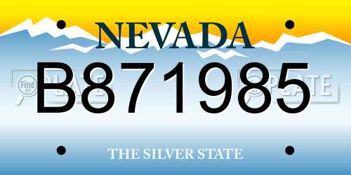 B871985 Nevada License Plate