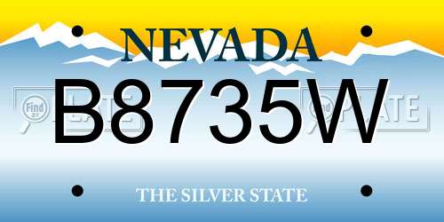 B8735W Nevada License Plate