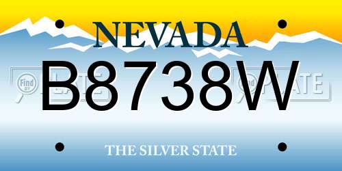 B8738W Nevada License Plate