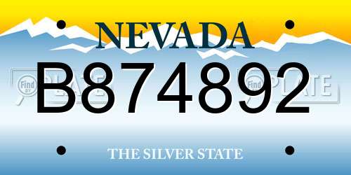 B874892 Nevada License Plate