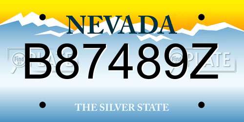 B87489Z Nevada License Plate
