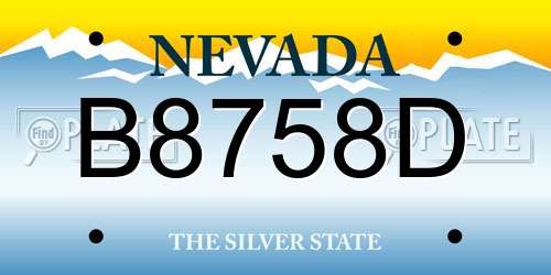 B8758D Nevada License Plate