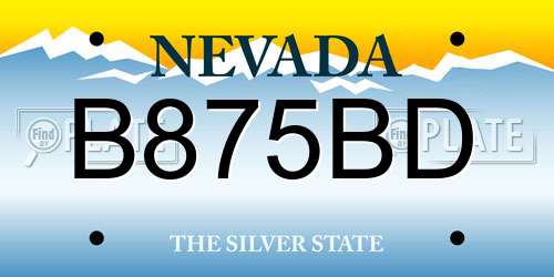 B875BD Nevada License Plate