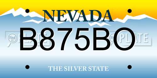 B875BO Nevada License Plate