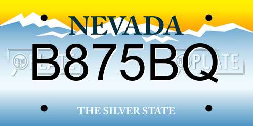 B875BQ Nevada License Plate