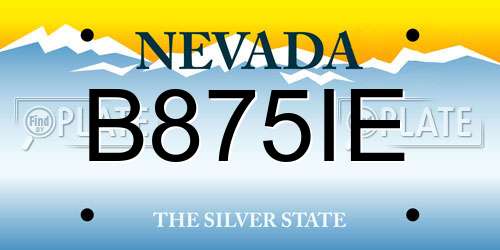 B875IE Nevada License Plate