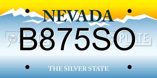 B875SO Nevada License Plate