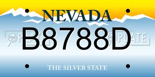 B8788D Nevada License Plate