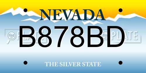 B878BD Nevada License Plate