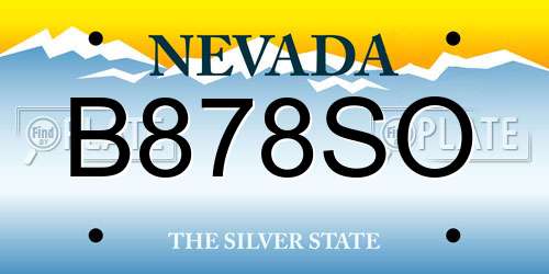 B878SO Nevada License Plate