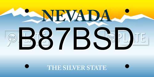 B87BSD Nevada License Plate