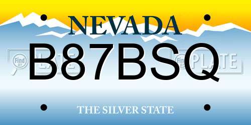 B87BSQ Nevada License Plate