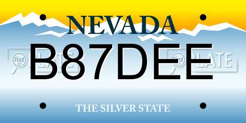 B87DEE Nevada License Plate