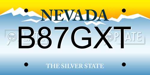 B87GXT Nevada License Plate