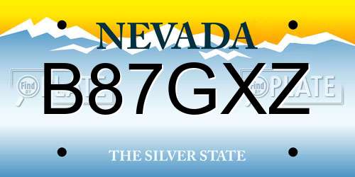 B87GXZ Nevada License Plate