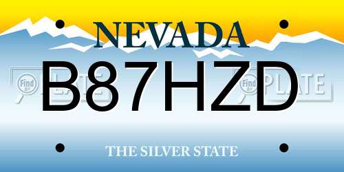 B87HZD Nevada License Plate