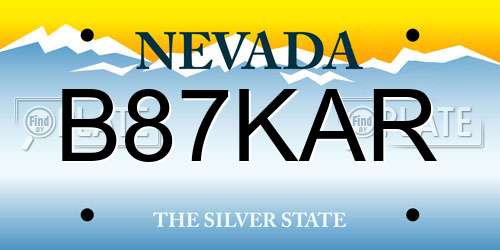 B87KAR Nevada License Plate