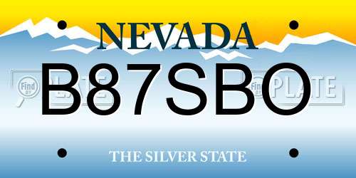 B87SBO Nevada License Plate