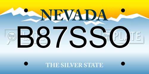 B87SSO Nevada License Plate