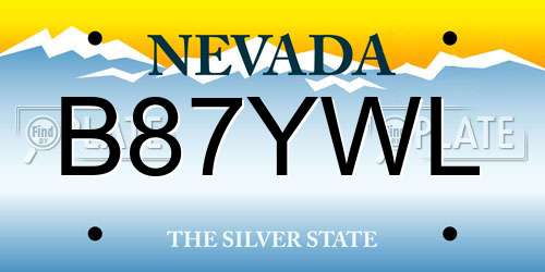 B87YWL Nevada License Plate
