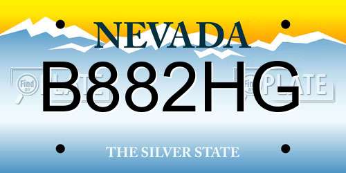 B882HG Nevada License Plate
