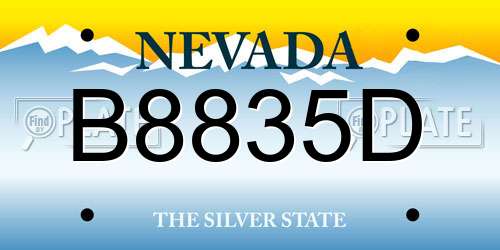 B8835D Nevada License Plate