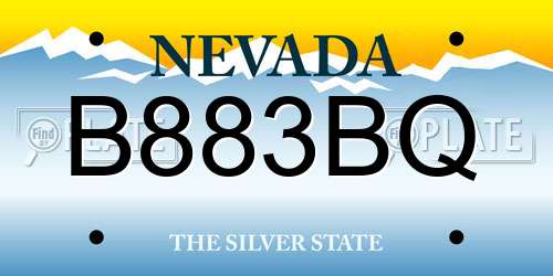 B883BQ Nevada License Plate