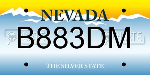 B883DM Nevada License Plate