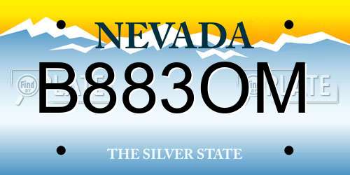 B883OM Nevada License Plate