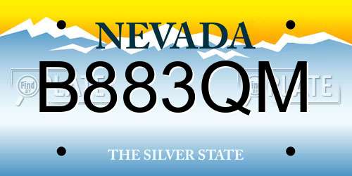 B883QM Nevada License Plate