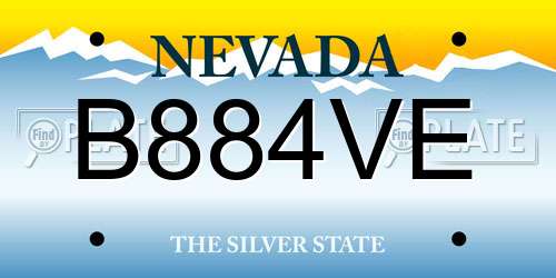 B884VE Nevada License Plate