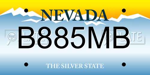 B885MB Nevada License Plate