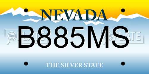 B885MS Nevada License Plate