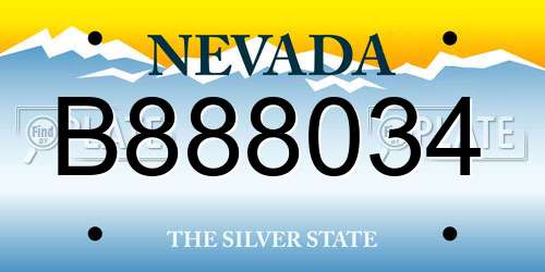 B888034 Nevada License Plate