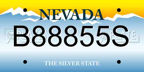 B88855S Nevada License Plate