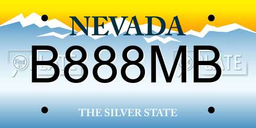 B888MB Nevada License Plate