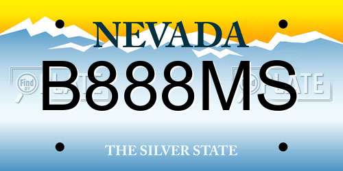 B888MS Nevada License Plate