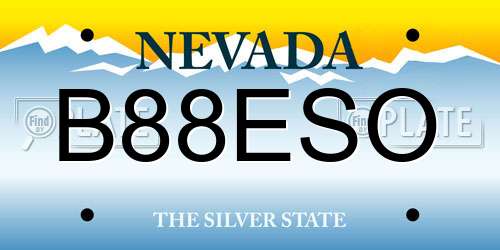 B88ESO Nevada License Plate