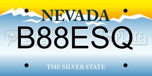 B88ESQ Nevada License Plate